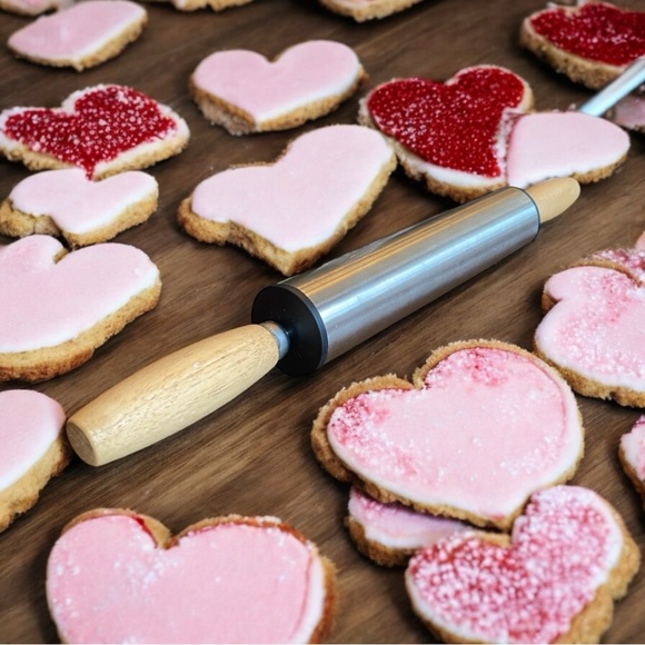 Other - Stainless Steel rolling pin with wooden handles 19.25” x 6.5” VGUC